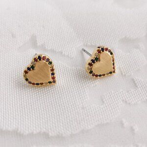 Kate Spade Take Heart Gold Stud Earrings Multi Color
